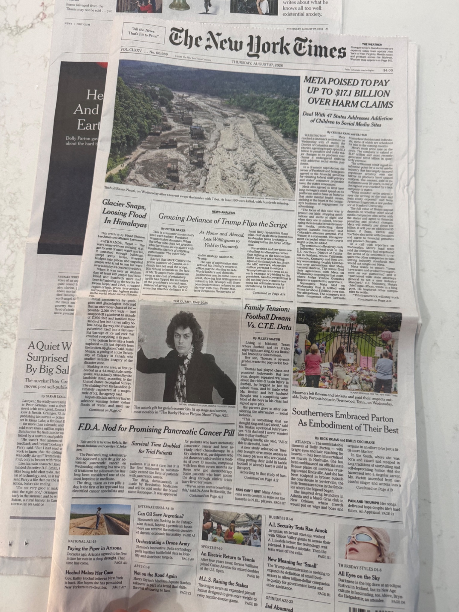New York Times A-section page on Dolly Parton, photographed by Brad Luttrell.